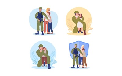 Soldaten-Vektor-isolierter Illustrationssatz