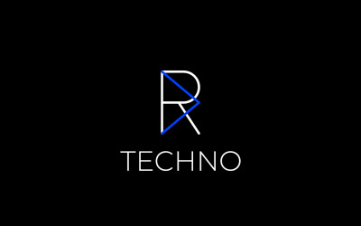 Písmeno R Tech šipka ploché Logo