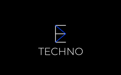 Logotipo de la tecnología dinámica de la flecha E de la letra