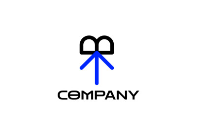 字母 B 箭头简单动态平面徽标