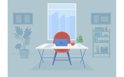 Arbetsplats platt färg vektorillustration