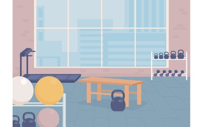 Gymnasium flat color vector illustration