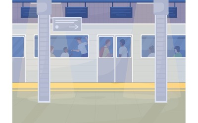 Metrostation met elektrische trein kleur vectorillustratie