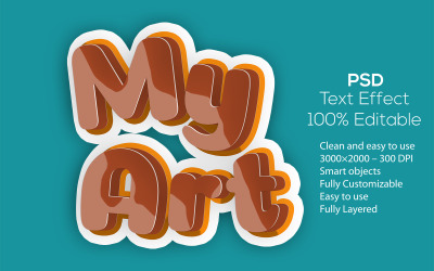 Min konst | Min konst tecknad texteffekt | 3D Min konst redigerbar texteffekt | Modern My Art Psd Text Effect