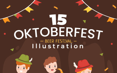 15 Oktoberfest Bira Festivali İllüstrasyon