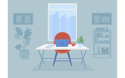 Workplace flat color vector illustration