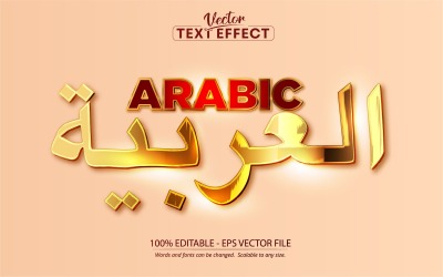 Arabiska - redigerbar texteffekt, glänsande gyllene och röda textstil, grafikillustration
