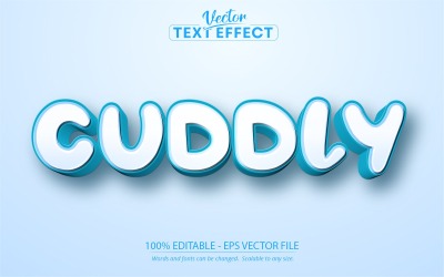Cuddly - redigerbar texteffekt, mjuk blå tecknad textstil, grafikillustration