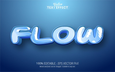 Flöde - redigerbar texteffekt, blå tecknad textstil, grafikillustration
