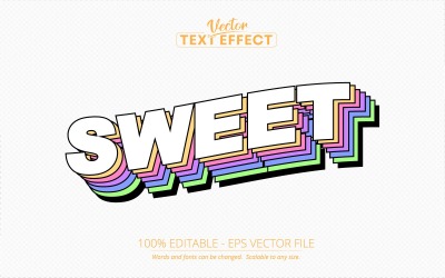 Sweet - redigerbar texteffekt, färgglad tecknad textstil, grafikillustration