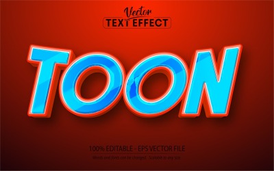 Toon - Bearbeitbarer Texteffekt, blauer und roter Cartoon-Textstil, Grafikillustration