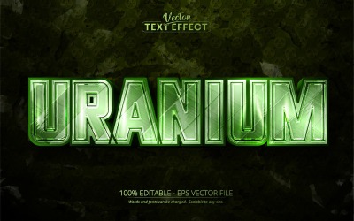 Uranio: efecto de texto editable, estilo de texto verde metálico, ilustración gráfica