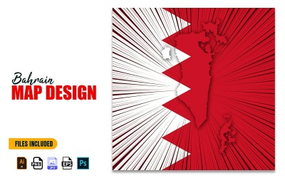 Bahrain Independence Day Map Design Illustration