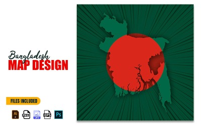 Bangladesh självständighetsdagen karta designillustration