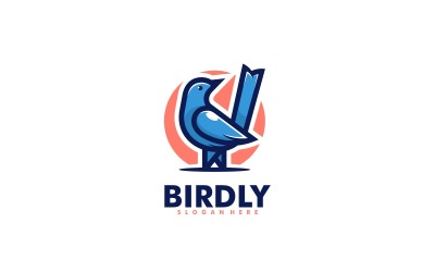 Diseño de mascota simple de pájaro de logotipo vectorial