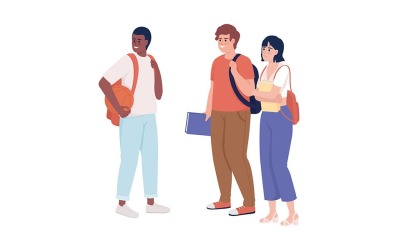 Grupp glada gymnasieelever färg vektor tecken