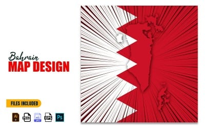 Ilustración de diseño de mapa del día de la independencia de Bahrein