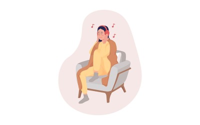 Isolierte Illustration des hörenden Musikvektors des Mädchens