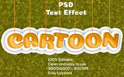 Karikatur | Cartoon-Text-Effekt | Bearbeitbarer 3D-Cartoon-Texteffekt | Moderner Cartoon Psd-Texteffekt