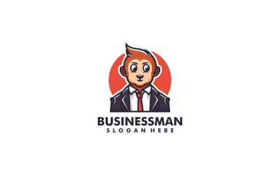 Logotipo de desenho animado de homem de negócios de macaco