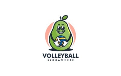 Birnen-Volleyball-Cartoon-Logo