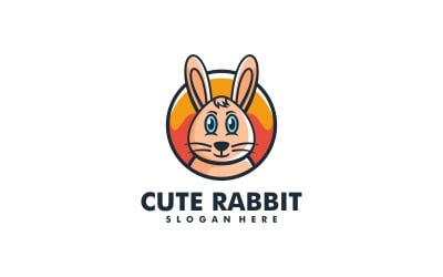 Estilo de logotipo de mascota simple de conejo lindo