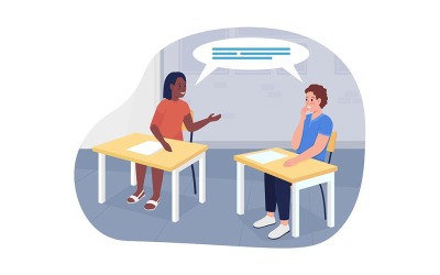 Étudiants parlants vector illustration isolée