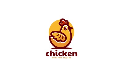 Logotipo de mascota simple de pollo