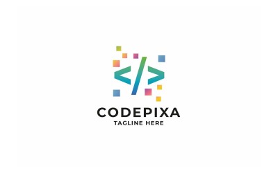 Logotipo de tecnologia de pixel de código profissional