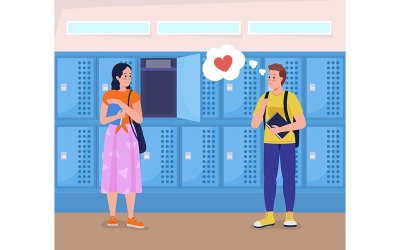 Middelbare school liefde egale kleur vectorillustratie