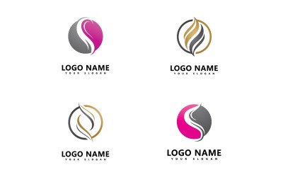 Mujer Peluquería Vector Logo Diseño Plantilla V25