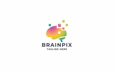Professionelles Gehirn-Pixel-Logo