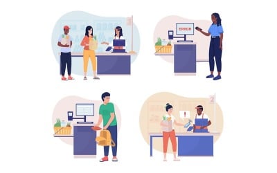 Situaciones de vida vector conjunto de ilustraciones aisladas
