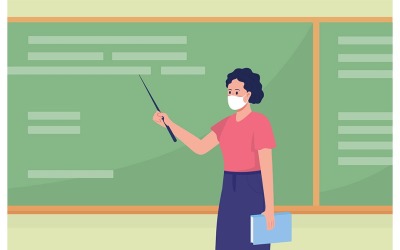 学校老师平面彩色矢量图