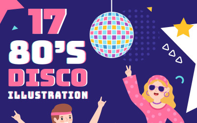 80-as évek Disco Party Illusztráció