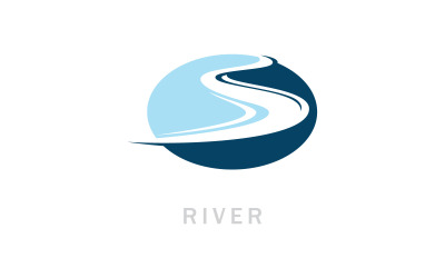 Dolambaçlı Yol River Creek Logo Tasarımı Vektör Çizim V6