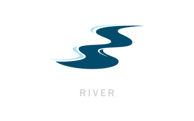 Estrada sinuosa River Creek Logo Design ilustração vetorial V8