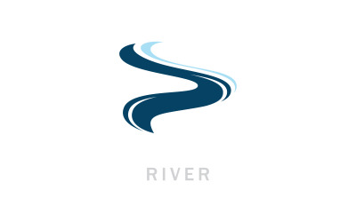 Kronkelende weg River Creek Logo ontwerp vectorillustratie V3