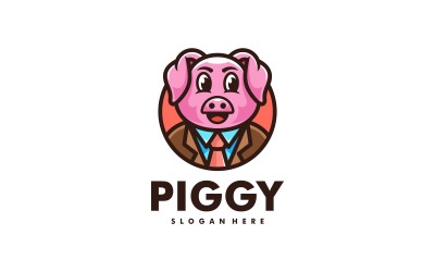 Logo de dessin animé de mascotte cochon