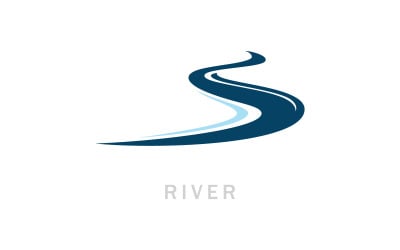 Winding Road River Creek Logo Design Illustration vectorielle V4