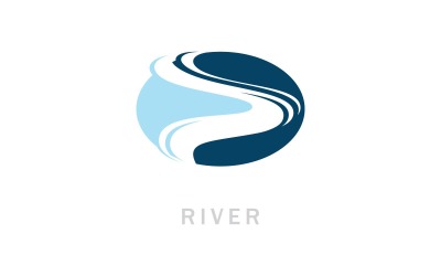 Winding Road River Creek Logo Design illustrazione vettoriale V5