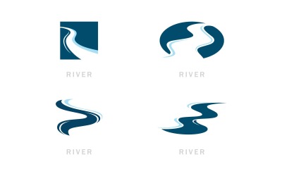 Winding Road River Creek Logo Diseño Vector Ilustración V9