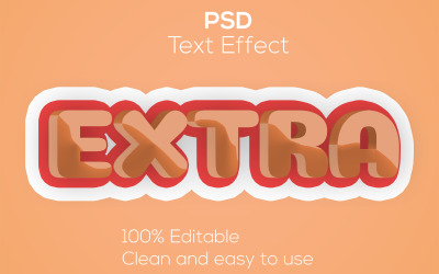 Extra | Extra tecknad Psd-texteffekt | 3D extra redigerbar texteffekt | Modern extra Psd-texteffekt