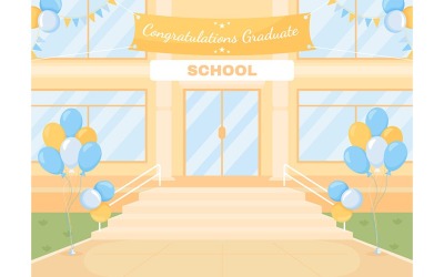 Illustrazione vettoriale a colori della cerimonia di laurea all&amp;#39;aperto