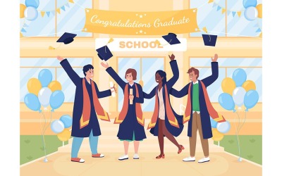Illustrazione vettoriale a colori della cerimonia di laurea