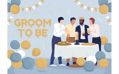 Illustrazione vettoriale a colori piatti per addio al celibato