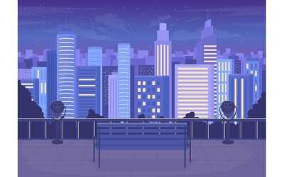 Skyline van de stad bij nacht kleur vectorillustratie