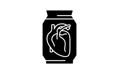 博物馆黑色字形图标上的人类心脏展览