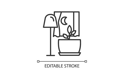 Houseplant büyüme doğrusal simgesi için karanlık