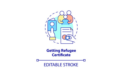 获得难民证书概念图标